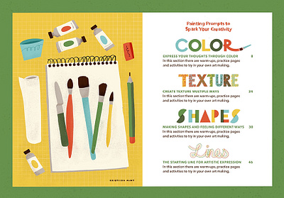 Art Making Book Illustrations art making illustrations art supplies illustrations book illustrations colorful digital illustration editorial illustrations erasure illustration hand lettering paint brush illustration paint tubes illustration palette knife illustration pencil illustration publication illustrations