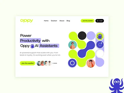 Oppy AI assistent landing page / website 3d ai animation branding colorful website colors design figma graphic design illustration landing page logo motion graphics prototyping responsive design ui uxui website design website inspiration website ui