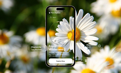 AR Nature UI – Flora Explorer app design glassmorphism graphic design ios liquid glass nature ui ux