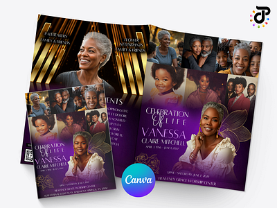 Lavender Legacy Obituary Canva Template mockup presentation