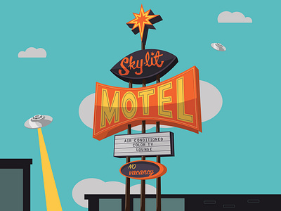 Sky-lit Motel motel super flat ufo vector