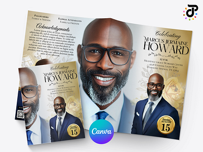 Warm Embrace Obituary Canva Template mockup presentation