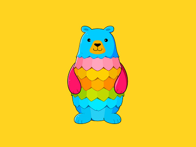 Bear Hive Mascot bear honey mascot rainbow