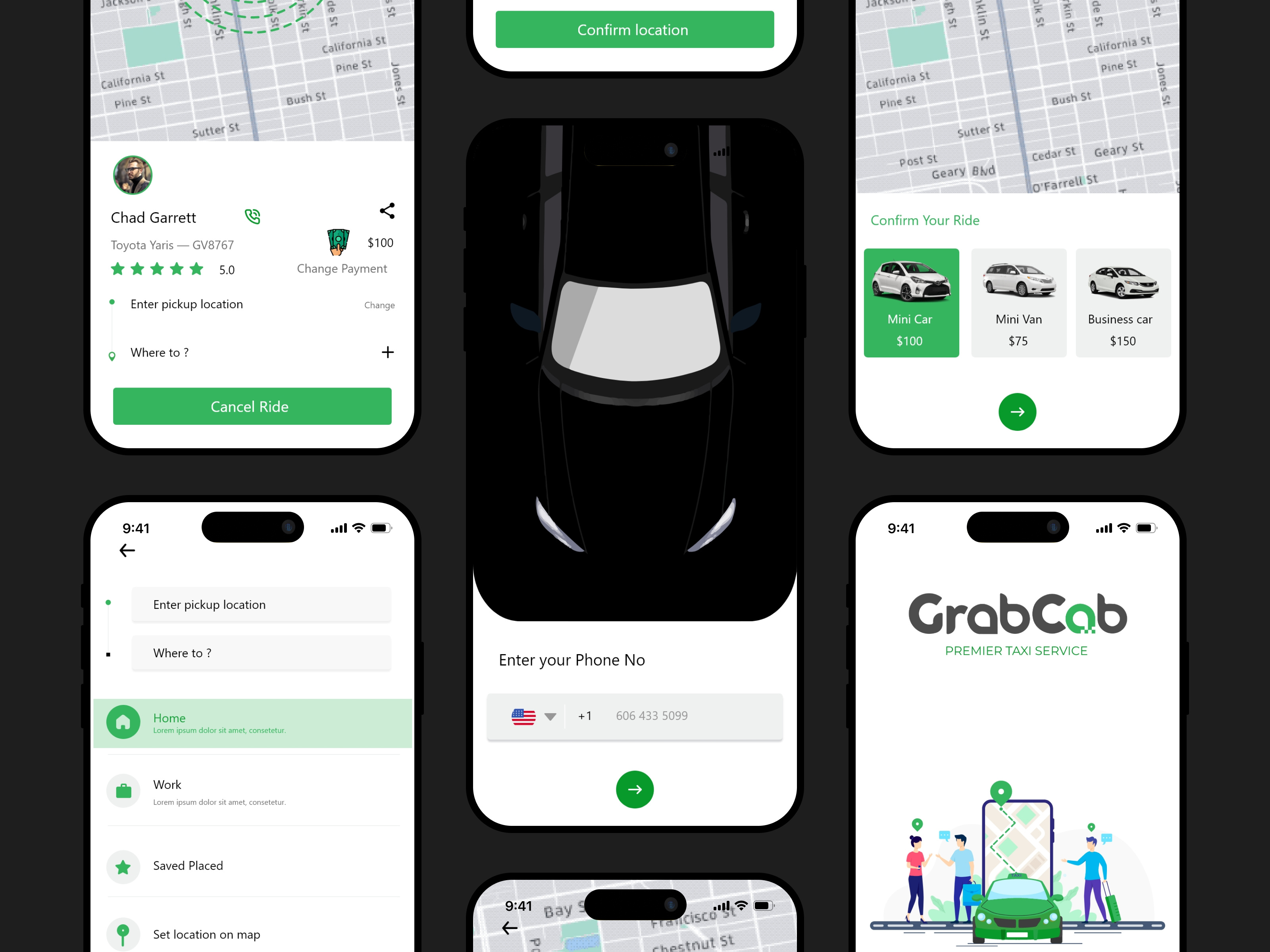 🚕 Grab Cab – Smart Ride-Hailing App app app design cabbookingapp daily shots dribbbleshot figma figma design mobile app mobile app design rider app ui taxi app design transport app transport app ui design uberlikeapp ui ui design uiux design userexperience ux ux design