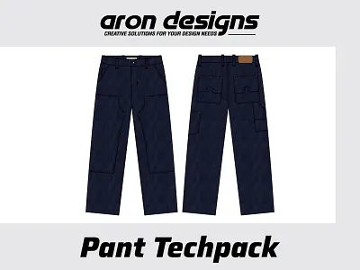 DENIM PANT TECHPACK TEMPLATE 2d drawing 2d illustration apperal design denim pant design drawing flat sketch graphic design illustration pant pant techpack technical illustration ui work pant workwear