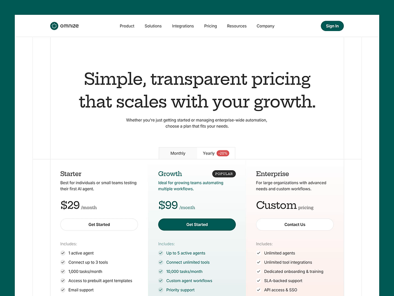 Omnize - Pricing and Plan