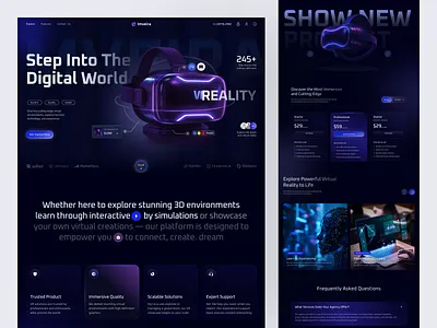 Futuristich Tech VR Website artificial intelligence augmented reality cyber design digital futuristic interface landing page technology ui ux virtual reality