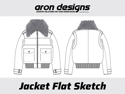 LEATHER FUR JACKET FLAT SKETCH 2d drawing 2d illustration apperal design design drawing flat sketch fur jacket graphic design illustration leather jacket technical illustration ui