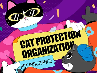 Cat Insurance-Commercial Promotion art branding cat， color graphic design