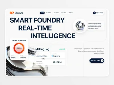 🩶 Metalurg - Smart Metal Foundry [Hero Section] app design foundry hero hero section landing page logam foundry metal metal foundry smart smart foundry smart system ui ui design user interface website