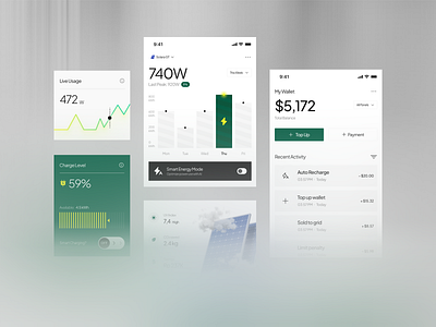 Solara - Modular Dashboard Components analytics chart component dashboard energy mobile mobile app mobile design modular renewable smarthome solar solar energy solar panel ui ui design uiux wallet