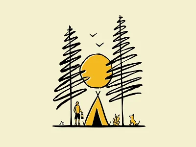 Escape to nature adventureart brushpenart campfire campingart campingwithdogs cozycamping digitalillustration doodleart finelinepen illustration illustratorart indianaartist natureart outdoors sketchart tentlife thegreatoutdoors wildernewssculture