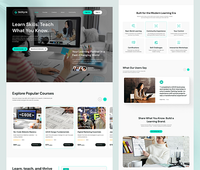 Skilllynk – Modern E-learning Platform Website UI/UX Design education platform ui