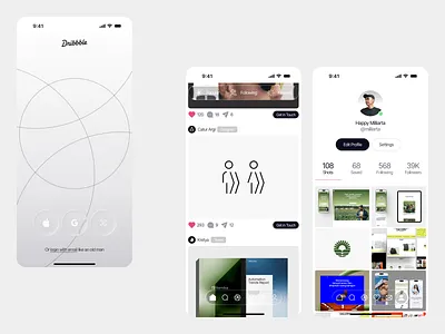 Dribbble's Sweet 16 - Dribbble Reimagined app app design card clean community design dribbble anniversary dribbble sweet 16 home minimal mobile mobile app mobile app design onboarding portfolio simple splash screen ui ux