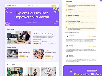 Eduvance Courses & Course Details Page – Education Website UI course details ux course exploration course page design ed tech ux education website eduvance ui figma courses figma design figma template learning platfrom ui online learning design responsive web design student friendly ui ui inspiration ui showcase ui trends ux for elerning uxui design