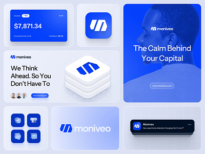Moniveo Finance - AI Powered Investment Advisor Branding ai animate b2b brand branding clean dipa inhouse finance fintech investment logo design logo type modern design nextgen wealth saas startup trading platform visual identity wealth wealth management