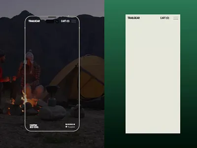 TrailGear - Camping Gear E-Commerce Mobile Responsive aero design agency apparel camping camping gear clean ui concept design gear minimal mobile app design mobile version rebranding redesign travel app ui ui design uiux uiux design visual design web design