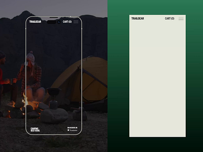 TrailGear - Camping Gear E-Commerce Mobile Responsive aero design agency apparel camping camping gear clean ui concept design gear minimal mobile app design mobile version rebranding redesign travel app ui ui design uiux uiux design visual design web design