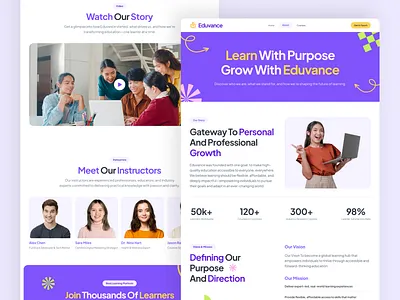 Eduvance About & Contact Page – Education Website UI Figma about us page contact interface contact section design e learning ux edtech interface education ui eduvance ux figma for learning figma template learning web ui modern education platform responsive uix school web design ui inspiration ui showcase ui trends ux for students web ui design