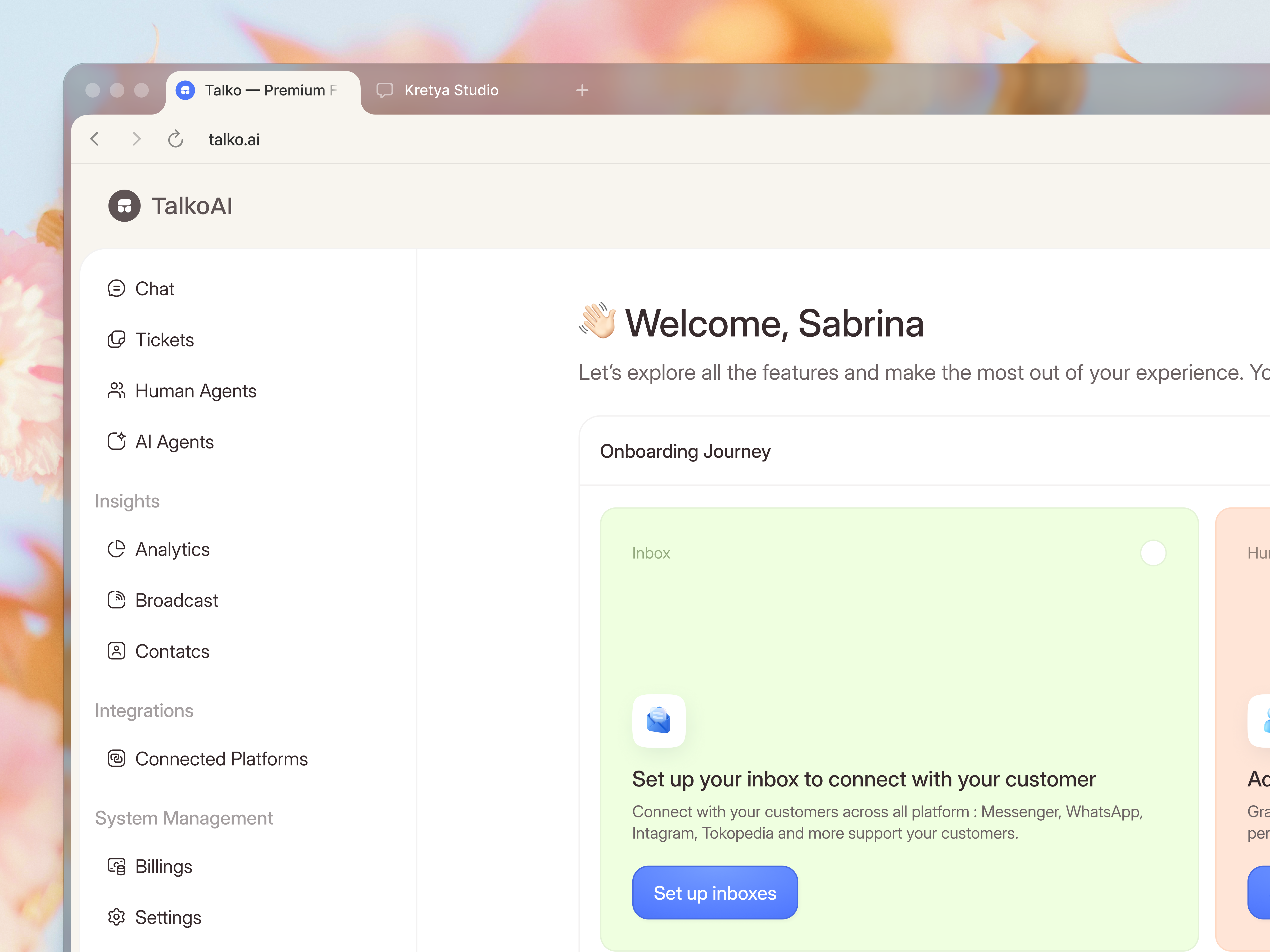 TalkoAI · Onboarding UI clean dashboard dashboard ui design onboarding onboarding experience onboarding ui product design saas ui ux web app