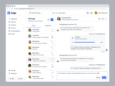 Sage HR Admin Web App_Messaging chat chating conversation dashboard inbox management message messages messaging messenger product design saas design sage sidenav ui uiux user interface ux ux design webapp