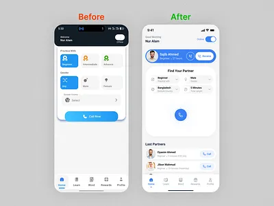 🎯 Speak English – Home Screen Redesign | Before & After UI/UX appredesign beforeafterdesign cleanui designinspiration designtransformation figmadesign interactiondesign languagelearningapp minimalui mobileappdesign mobileui productdesign redesignchallenge speakingapp uidesign uiux userexperience userinterface uxcasestudy uxdesign