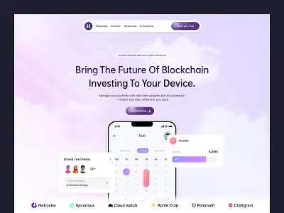 Fintech / Web3 Investing Dashboard / Mobile App UI aiinfinance blockchainui cleanui cryptoapp fintechdesign futurefinance gradientui hireme investmentapp landingpage minimaldesign newmorphysm protfoliomanager taskapp uxdesign web3design webdesign website
