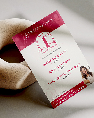 Minimal Anniversary Flyer of RR Beauty Salon anniversaryflyer ashwastikadesignstudio beautybranding brandpromotion designforsalon designindia designinspiration dribbblespotlight dribbbleweeklywarmup elegantdesign flyerdesign marketingdesign modernflyer posterdesign printdesign promotionaldesign rrbeautysalon salondesign skincaredesign typographydesign