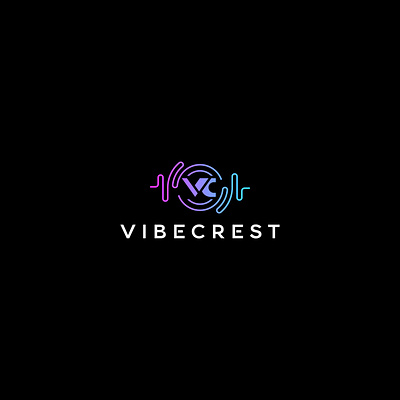 VIBECREST: Minimalist VC Monogram with Sound Wave Emblem brand identity branding design design logo flat graphic design icon illustration logo logo design logos logotype minimal minimal logo minimalist modern modern logo monogram logo simple unique