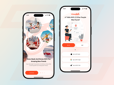 TimeLeft – Social Dining App UI app app design appdesign application design cleanui diningapp figma ios app login mobile ui mobileappdesign modern app ui sign up social app socialapp uidesign uiux uxdesign