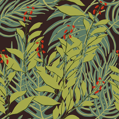 Green Tropical Plants. Seamless pattern fabric fashion floral green leaves pattern seamless textile tropical