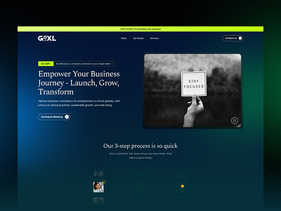 GoXL – Launch, Grow, Transform (Gradient Dark Theme) business creativestudio dark mode dark theme design digitalagency dribbble figma design gradient gradient design meetings startups ui web ui webdesign website