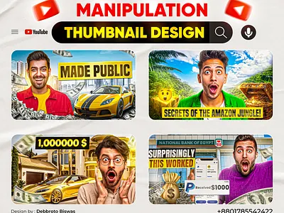 Manipulation Thumbnail ||High CTR, Viral, Click-Worthy Thumbnail attractive thumbnail best thumbnail creative design custom thumbnail exclusive thumbnail high ctr thumbnail design pro thumbnail video thumbnail vlog thumbnails youtube thumbnail
