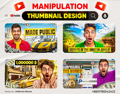 Manipulation Thumbnail ||High CTR, Viral, Click-Worthy Thumbnail attractive thumbnail best thumbnail creative design custom thumbnail exclusive thumbnail high ctr thumbnail design pro thumbnail video thumbnail vlog thumbnails youtube thumbnail