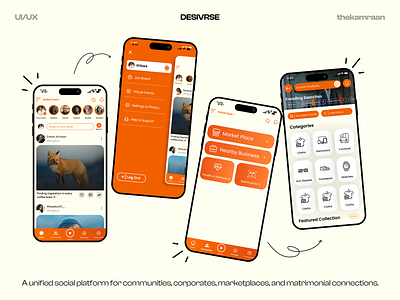 DESIVRSE - All-in-One Social Ecosystem UI all in one app branding community app e commerce app event manager facebook ui instagram ui social media app social media app ui social media app ui kit ui ui ux design