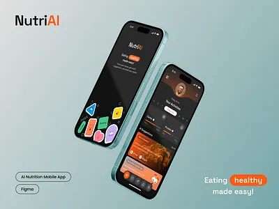 AI-Powered Nutritionist App Design - NutriAI ai ai product animation app design artificial intelligence branding calories diet fitness tracker food tracker healthy illustration mobile mobile app nutrition nutritionist product design protein supplement wellness