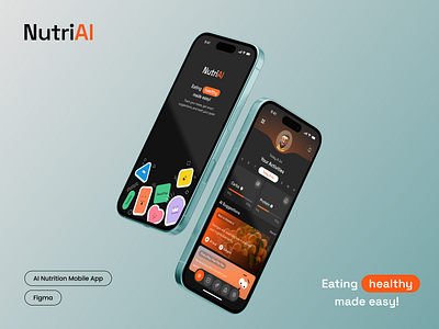 AI-Powered Nutritionist App Design - NutriAI ai ai product animation app design artificial intelligence branding calories diet fitness tracker food tracker healthy illustration mobile mobile app nutrition nutritionist product design protein supplement wellness