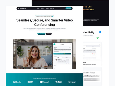 Connectly - Video Conference Landingpage branding conference design landingpage ui ux video web website