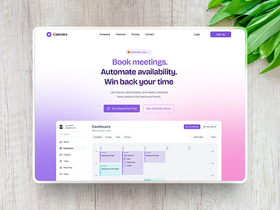 Schedule management hero section calendar hero section landing page scheduler ui ux website