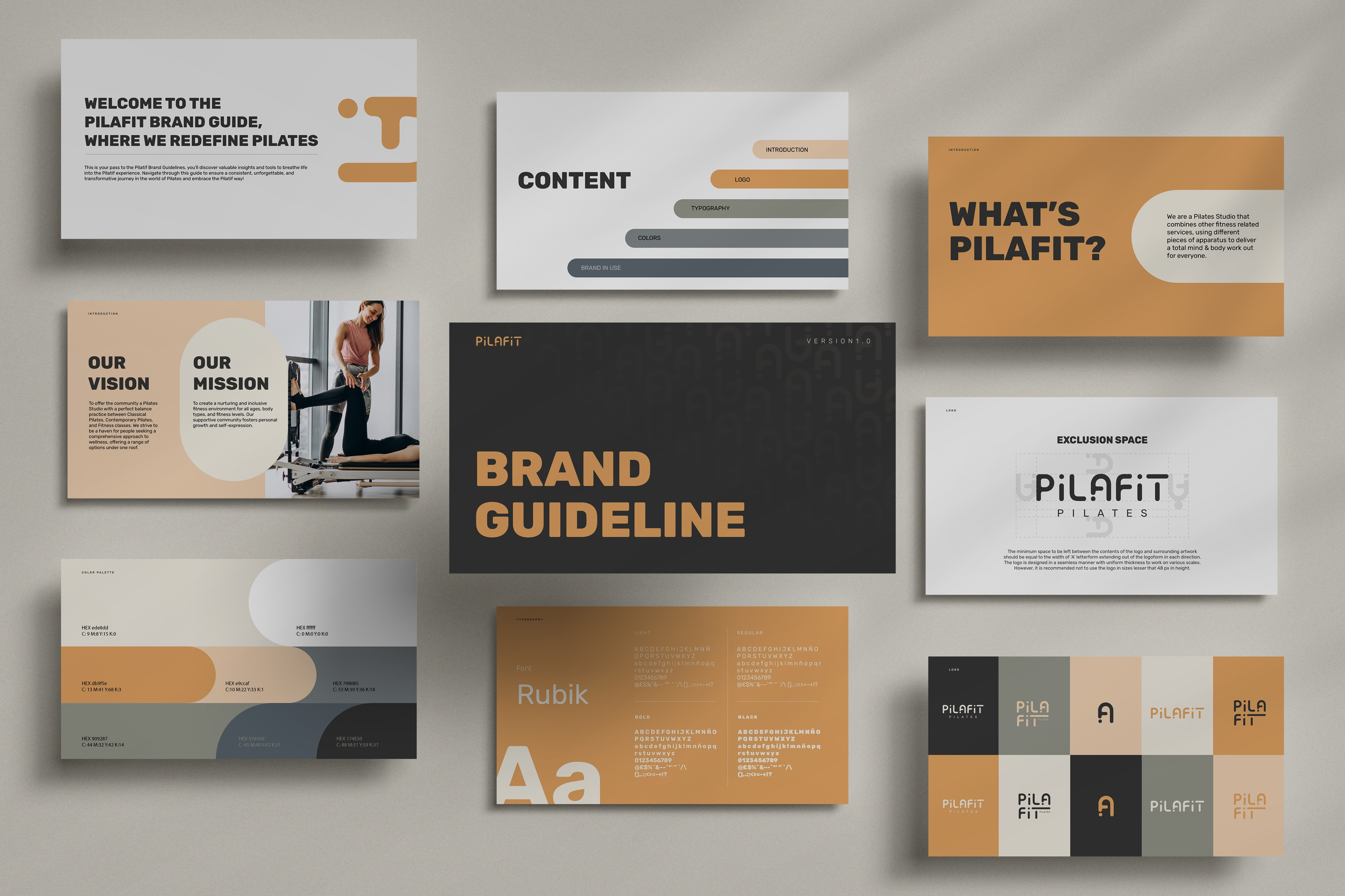 Visual Identity for Pilafit – Hot Pilates Studio brand branding design entrenamiento exercise fit graphic design guideline gym hot logo pilates presentation print ui ux vector wellness workout yoga
