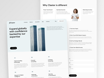 Trade Consulting Landing Page ✸ B2B Services b2b contacts features fintech hero design homepage landing page minimalist responsive design saas typography ui ui design ux ux design web design why us