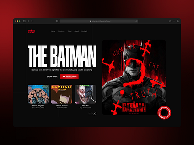 The Batman — Comic website batman branding comic dark dashboard design figma graphic design landing page mobile app saas section ui ui design uiux ux design vector webdesign webpage website