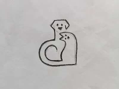 Cat & Dog cat dog hearth line logo love pet simple sketch