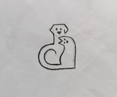Cat & Dog cat dog hearth line logo love pet simple sketch