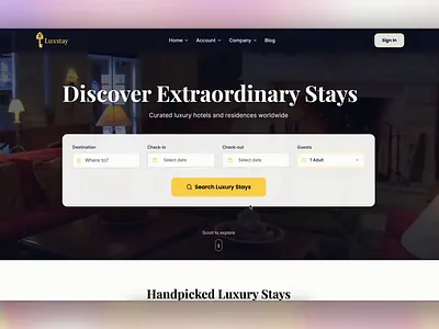 LuxStay – Luxury Vacation Rental Booking Website booking website luxurytravel onlinebooking rental website rentalplatform rentalsystem saasdesign ui uiux uxdesign web development webdesign website