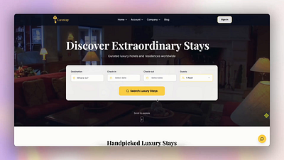 LuxStay – Luxury Vacation Rental Booking Website booking website luxurytravel onlinebooking rental website rentalplatform rentalsystem saasdesign ui uiux uxdesign web development webdesign website