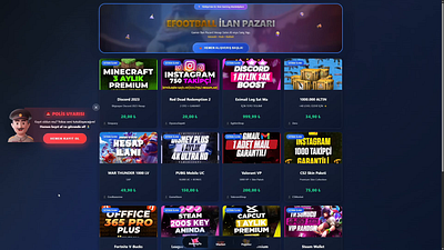 Game Account & Digital Goods Shop Design accaunt selling booster dark ui dashboard ecommerce game trading gaming marketplace nodejs premium reactjs ui web app