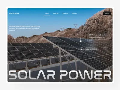 ManuFlex - Advanced Manufacturing Landing Page big font brutalism landing page manufacturing solar panel ui ui design ui ux design web design