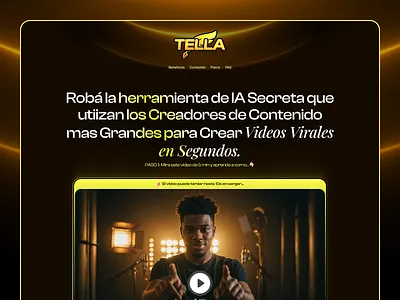 Landing page design • Tella digital product landing page web design