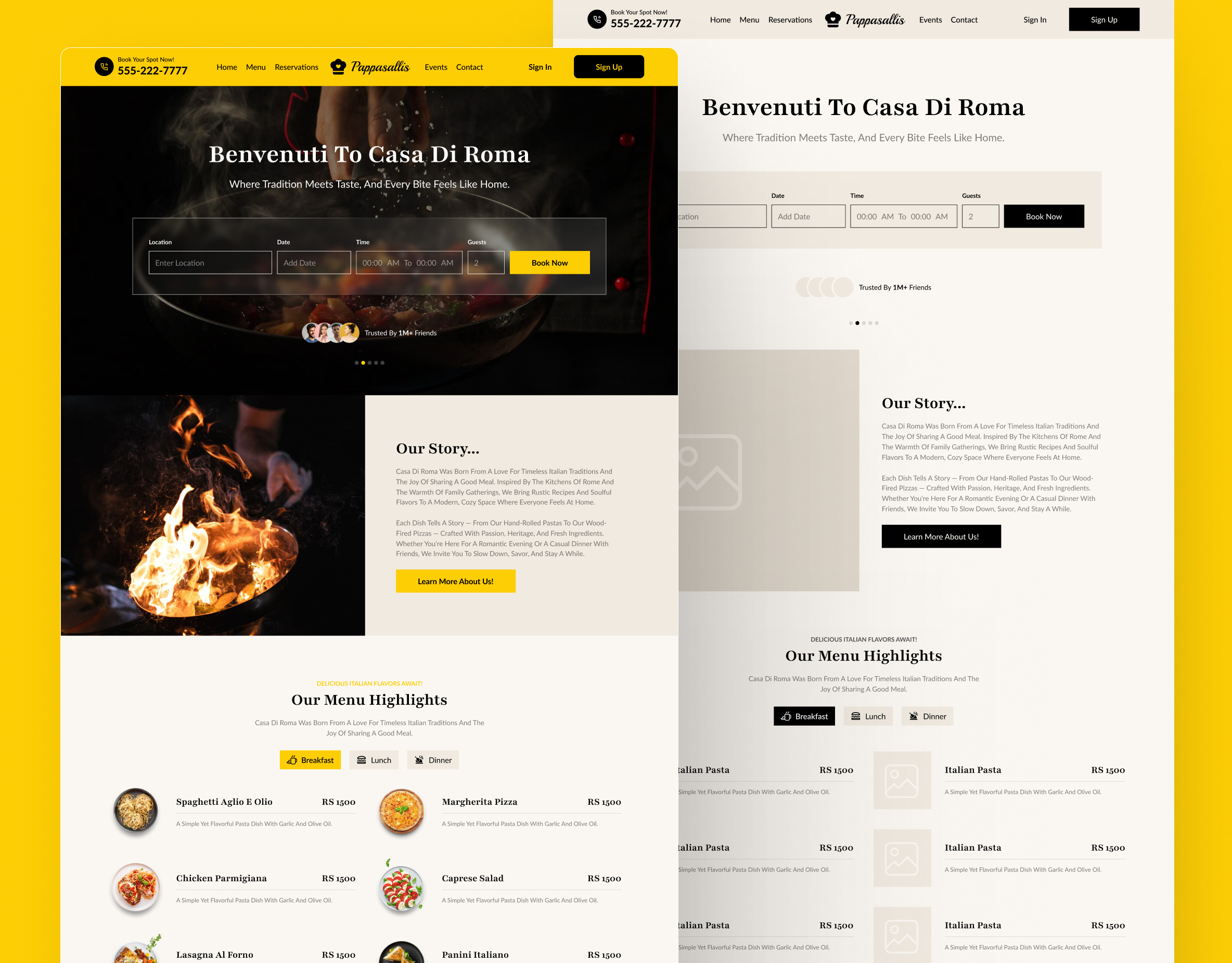 Reataurant UI/UX Design | Landing Page ai interactive ui design italin website design landing page design restautant website design ui ui design website design wireframe